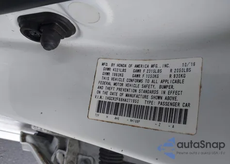 2017 Honda Accord Sport z USA, uszkodzony, nr VIN 1HGCR2F66HA071950